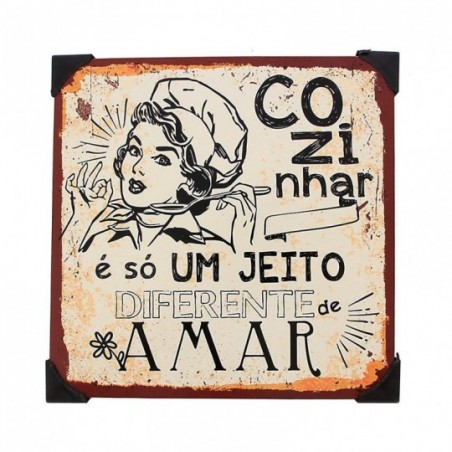 Quadro De Metal Decorativo Para Cozinha 20cm x 20cm