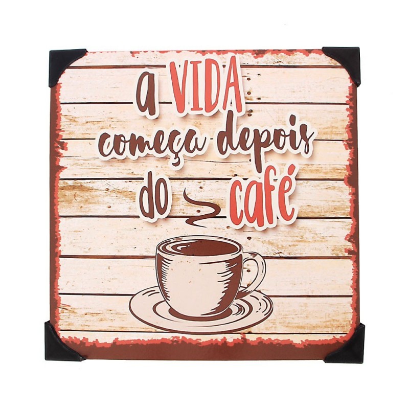 Quadro De Metal Decorativo Estampas Café x 20cm