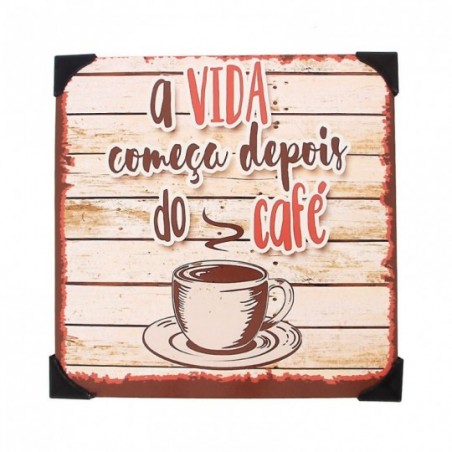 Quadro De Metal Decorativo Estampas Café x 20cm