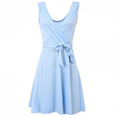 Vestido Regata Transpassado Boneca Com Cinto De Amarração