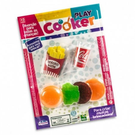 Kit Fast Food Hambúrguer Infantil Com 6 peças Play Cooker