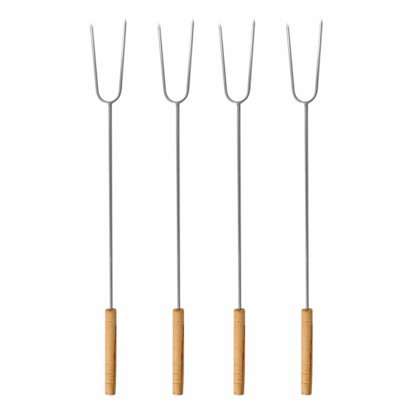 Kit De Garfos Para Churrasco Com Quatro Peças 40 cm