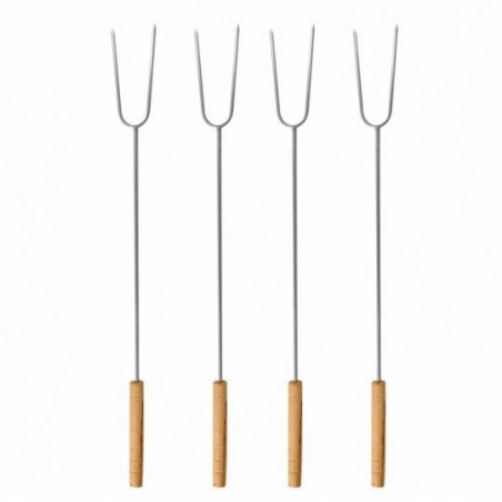 Kit De Garfos Para Churrasco Com Quatro Peças 40 cm
