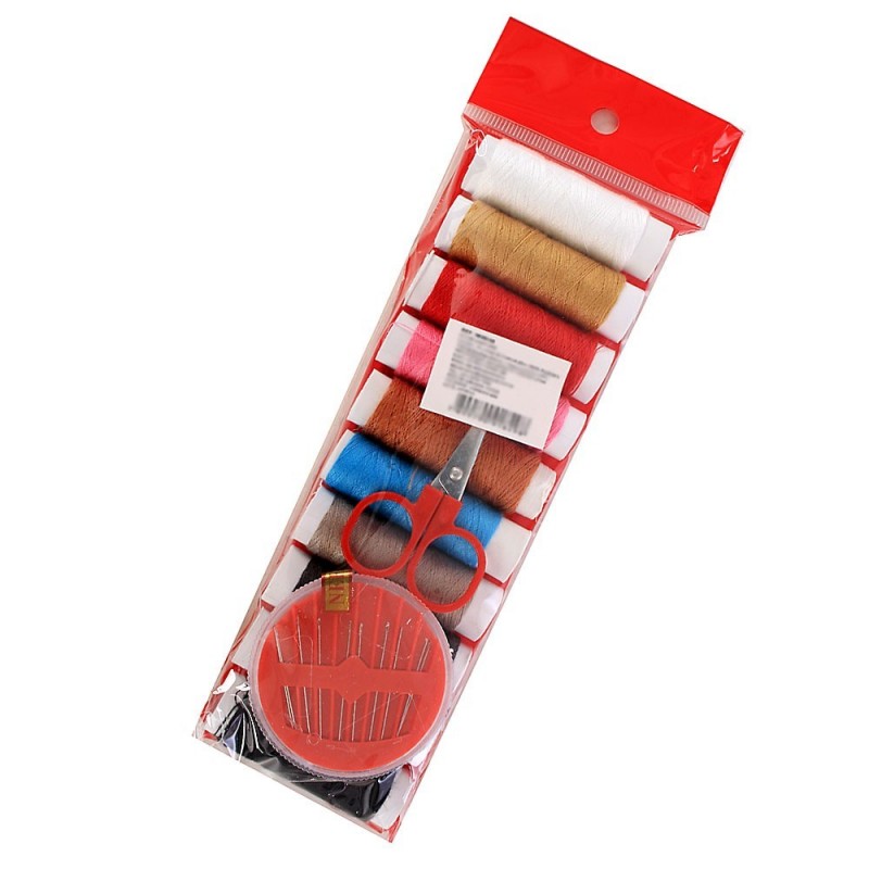 Kit De Costura 10 Linhas 1 Tesoura E Um Conjunto De Agulhas