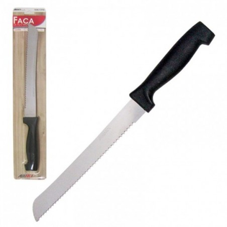 Faca De Cortar Pão 8" Aço inox Com Cabo Preto