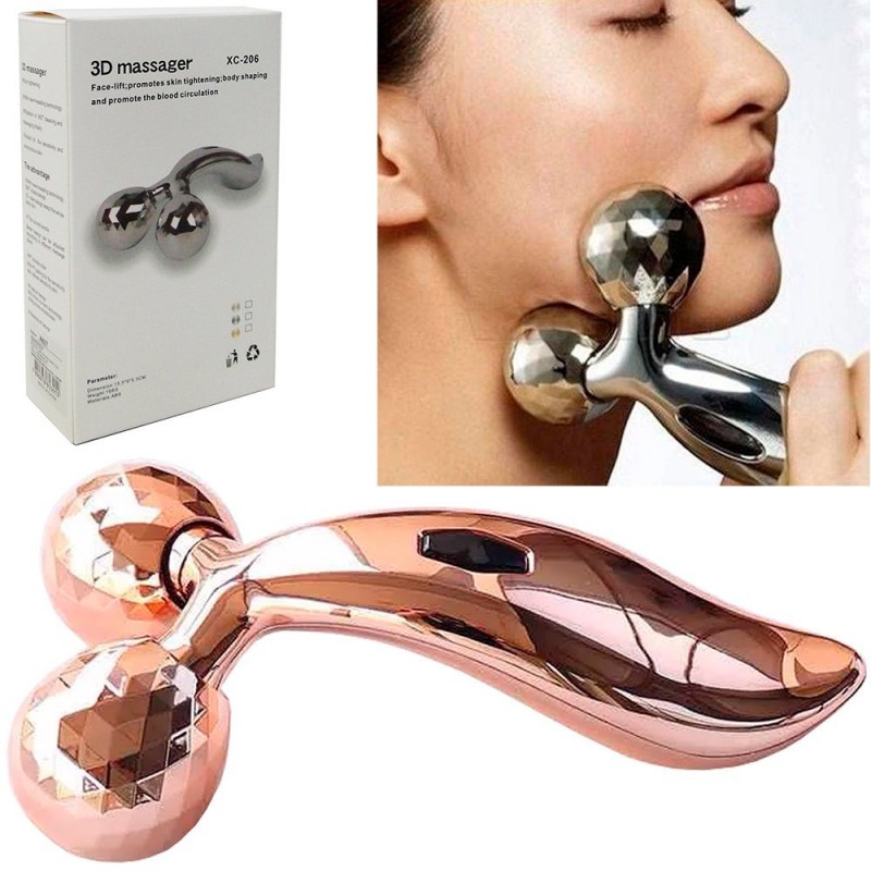 Massageador 3D Facial Corporal 360° Terapêutico Metálico