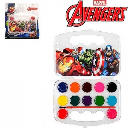 Tinta Aquarela Com 12 Cores E 1 Pincel Na Maleta Avangers