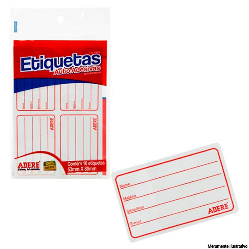 Etiquetas Auto Adesivas Identificadoras Com 16 Peças Escolar