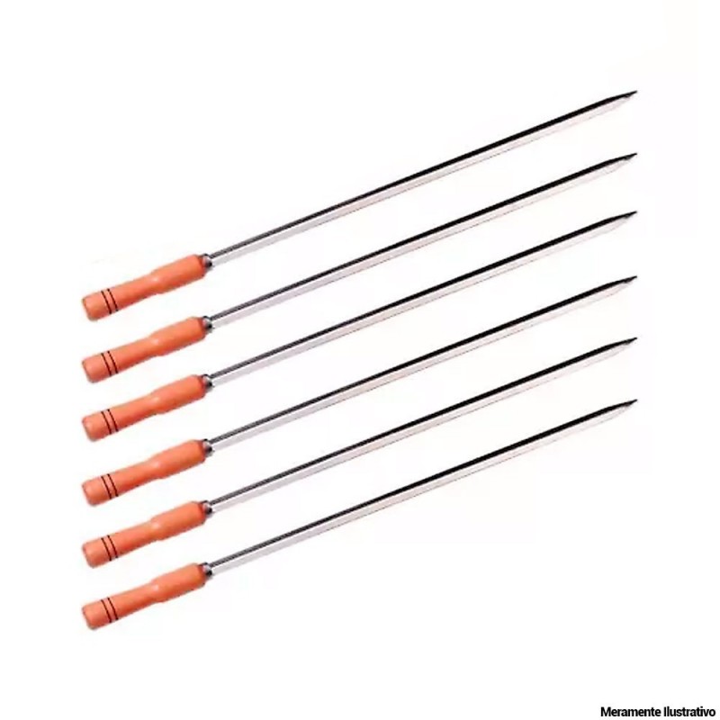 Kit De Espetos Para Churrasco Com Seis Peças No Atacado