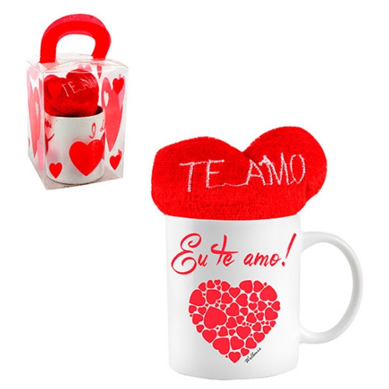 Caneca De Porcelana 90 Ml Com Coração Te Amo Presentes