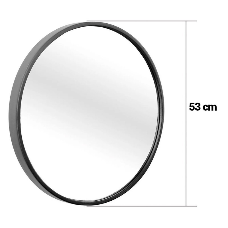 Espelho Decorativo Redondo De Pendurar Com Moldura 53 cm