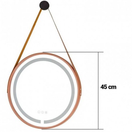 Espelho Decorativo Com Led Redondo Alça E Moldura 45 cm
