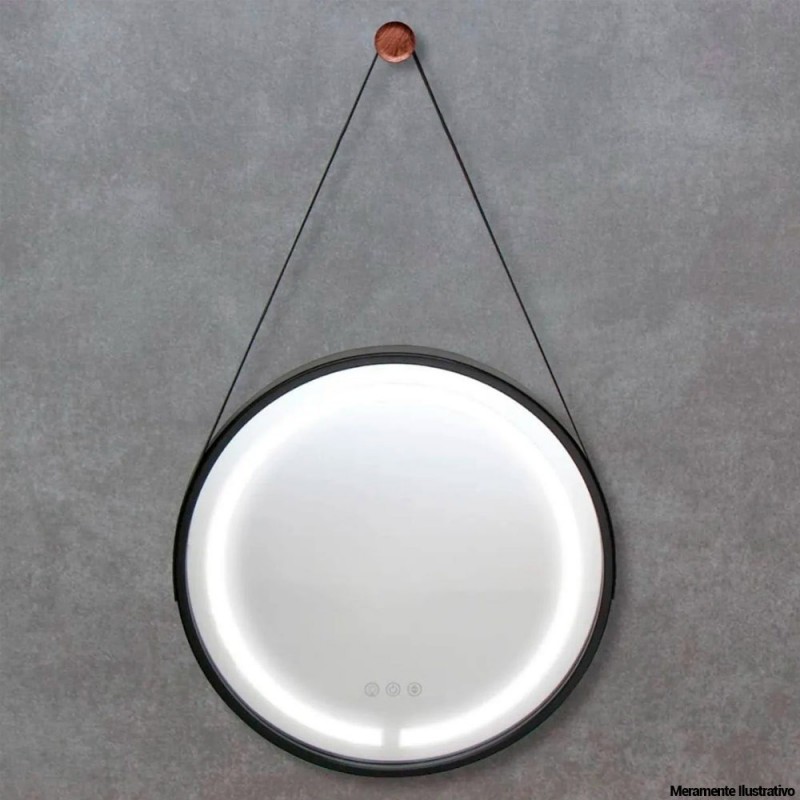 Espelho Decorativo Com Led Alça De Pendurar E Moldura 45 cm
