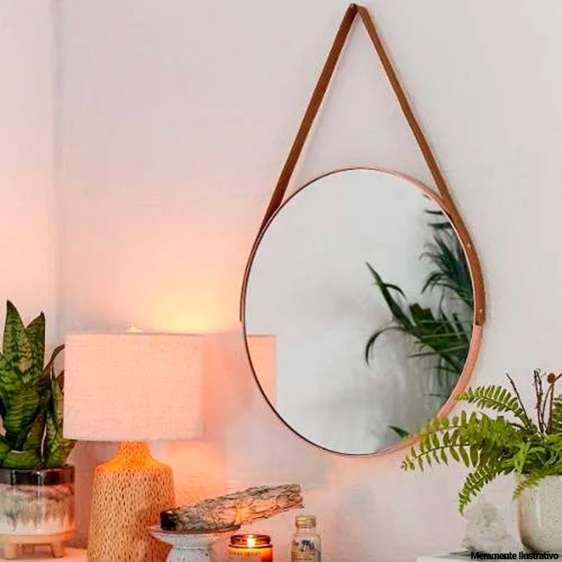 Espelho Decorativo Com Alça De Pendurar E Moldura 45 cm