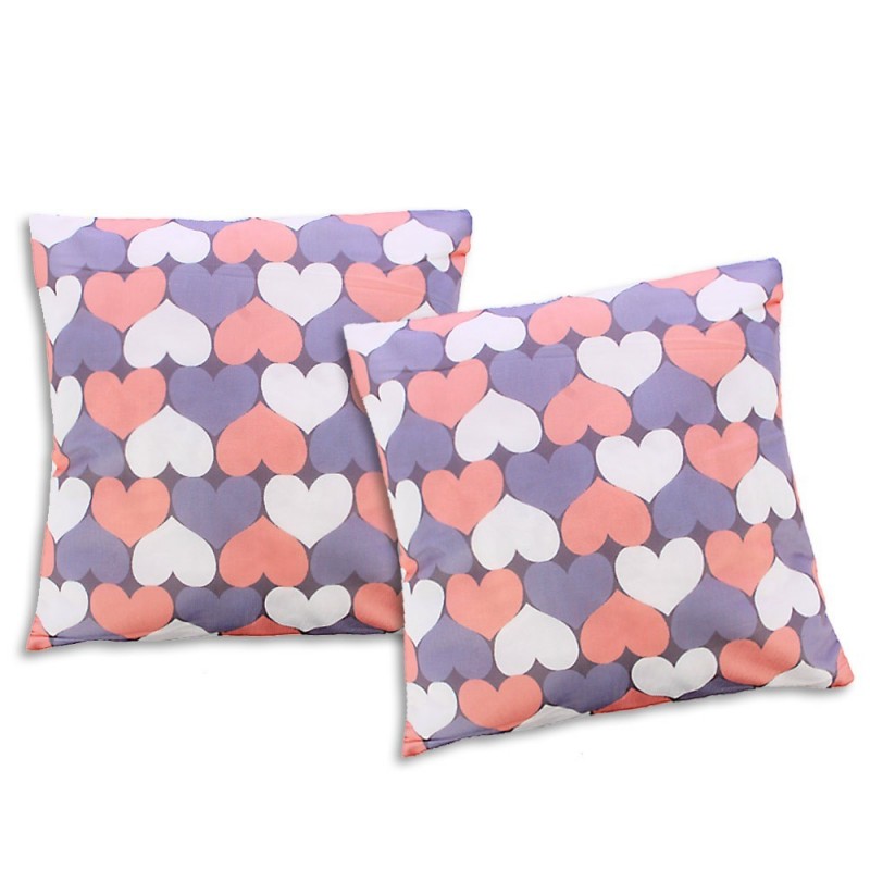 Kit Duas Capas De Almofada Estampa De Corações 43 Cm