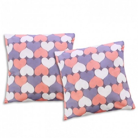 Kit Duas Capas De Almofada Estampa De Corações 43 Cm