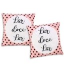 Kit Duas Capa De Almofada Estampa Poá Lar Doce Lar 43 cm