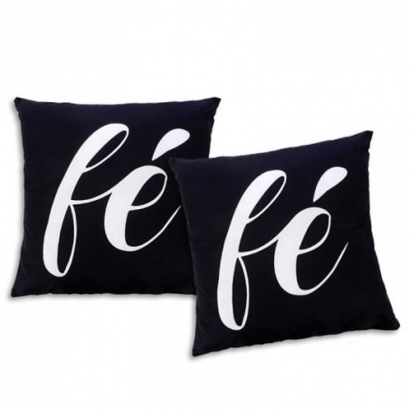 Kit Duas Capa De Almofada Estampada Fé 43 cm x 43