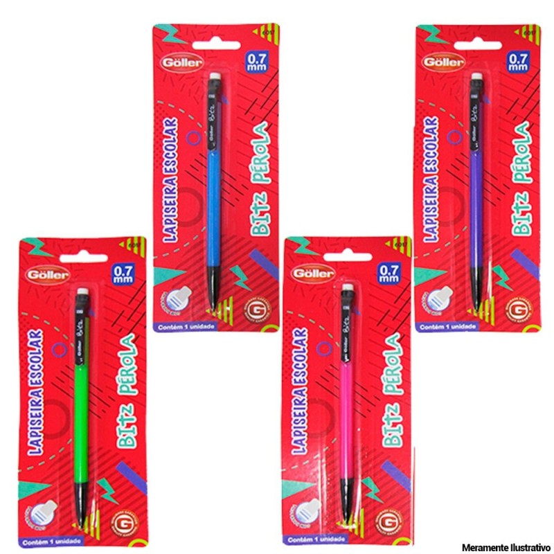 Lapiseira Com Borracha Cores Variadas 0,7mm Uso Escolar