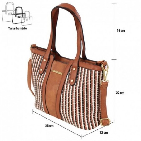 Bolsa Feminina De Luxo Em Alto Relevo Com Tresse Colorido