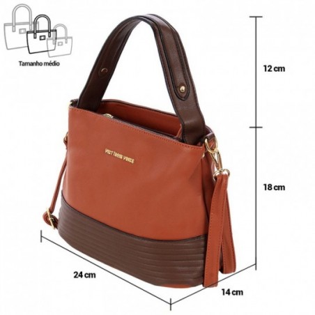 Bolsa Feminina Luxo De Mão Com Tressê Duas Repartições