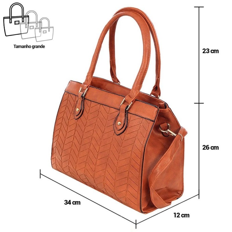 Bolsa Totem Feminina Em Alto Relevo Tressê Duas Repartições