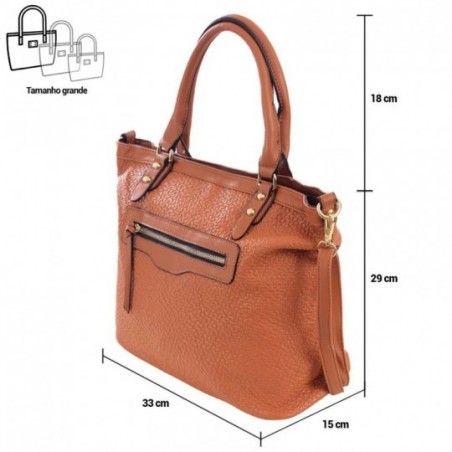 Bolsa Totem Feminina Em Alto Relevo Texturizada Fecho Botão