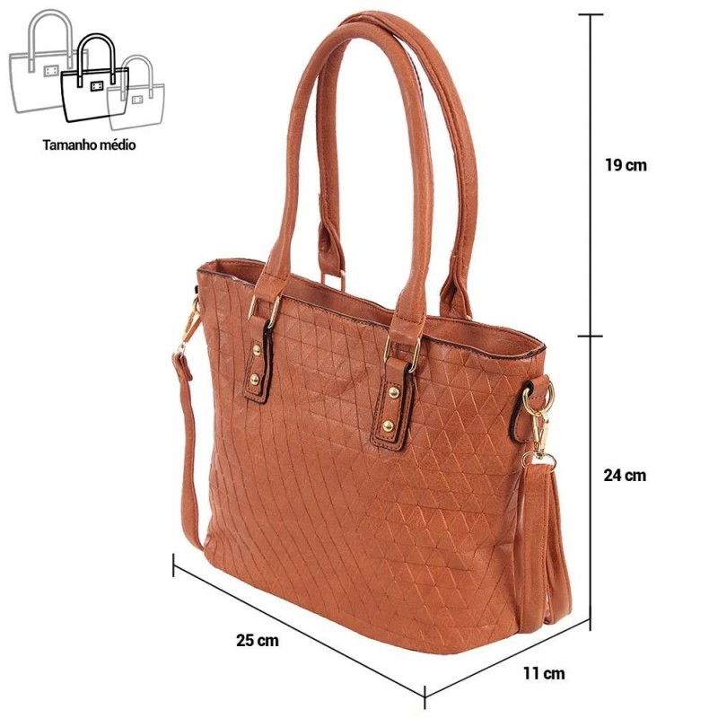 Bolsa De Ombro Feminina Alto Relevo Texturizada Alça Dupla
