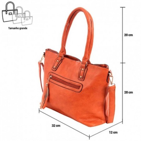 Bolsa Totem Feminina Alto Relevo Tassel Detalhes Metálicos