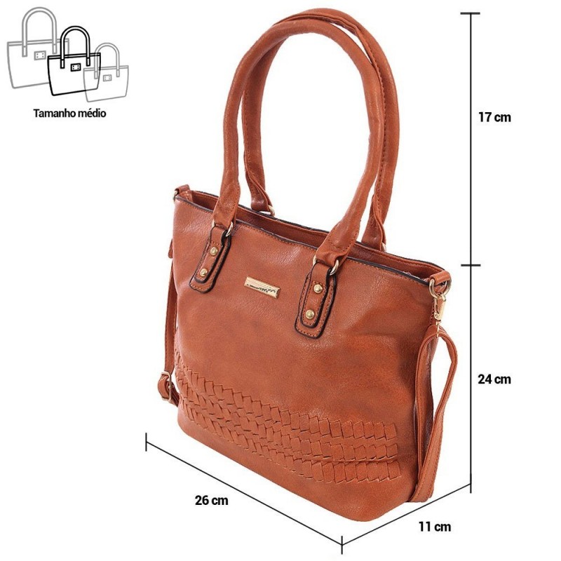Bolsa De Ombro Feminina Em Alto Relevo Tressê Alça Dupla