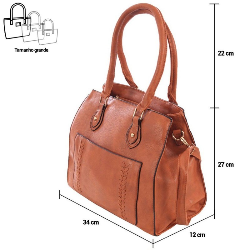 Bolsa Ombro Feminina Estruturada Tressê Repartições Externas