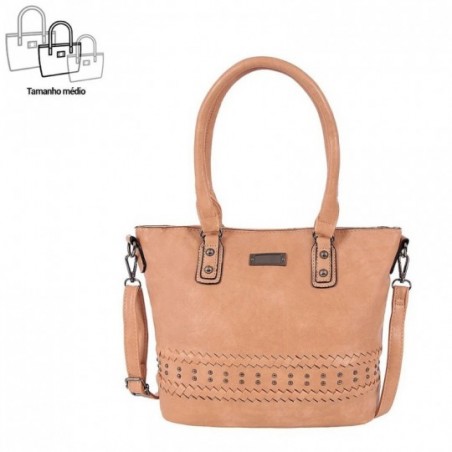 Bolsa De Ombro Feminina Em Tressê Com Tachas Metálicas