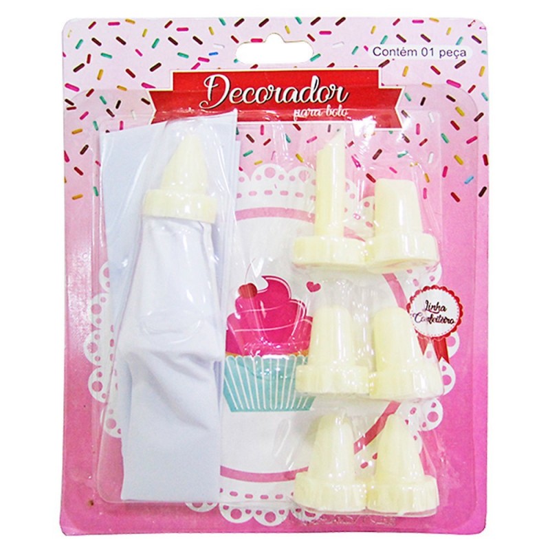 Kit De Confeiteiro Com 7 Bicos E Uma Manga De Confeitar