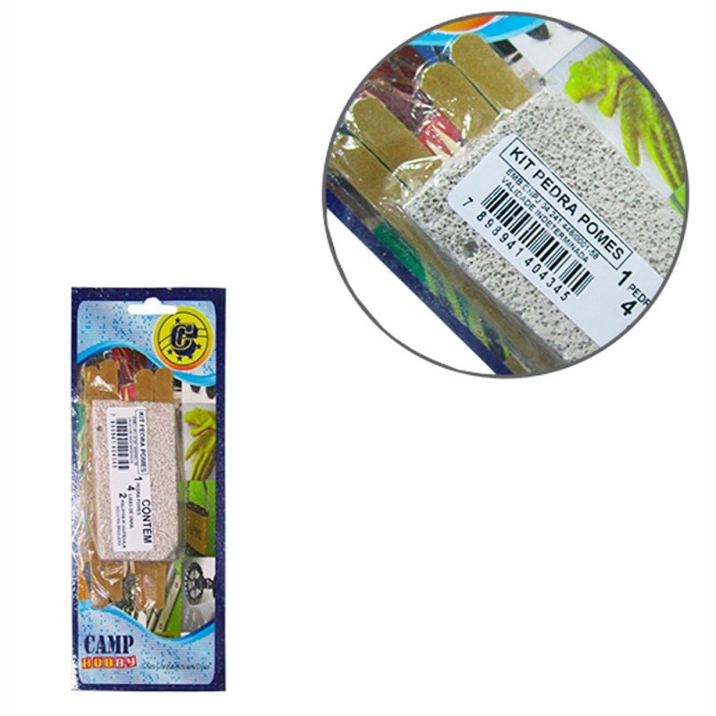 Kit Pedra Pomes Com Lixa De Unha E Palito De Cutícula