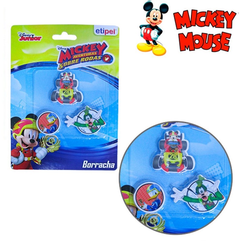 Kit De Borrachas 3 Peças Estampa Mickey Escolar