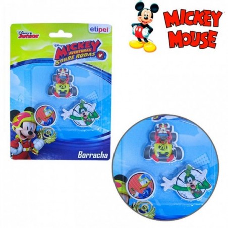 Kit De Borrachas 3 Peças Estampa Mickey Escolar