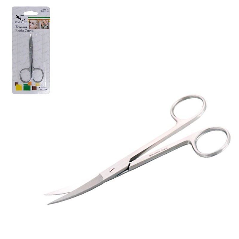 Tesoura Ponta Curva Para Unhas Sobrancelha 8 cm