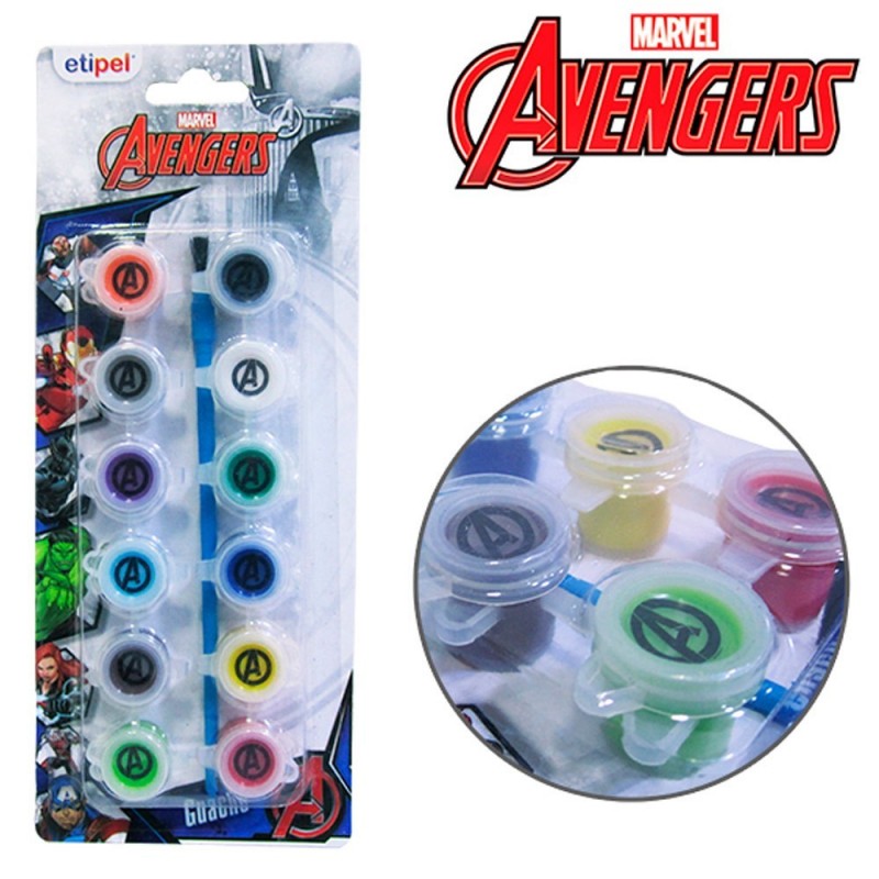 Tinta Guache Com 12 Cores E um Pincel Avangers Marvel