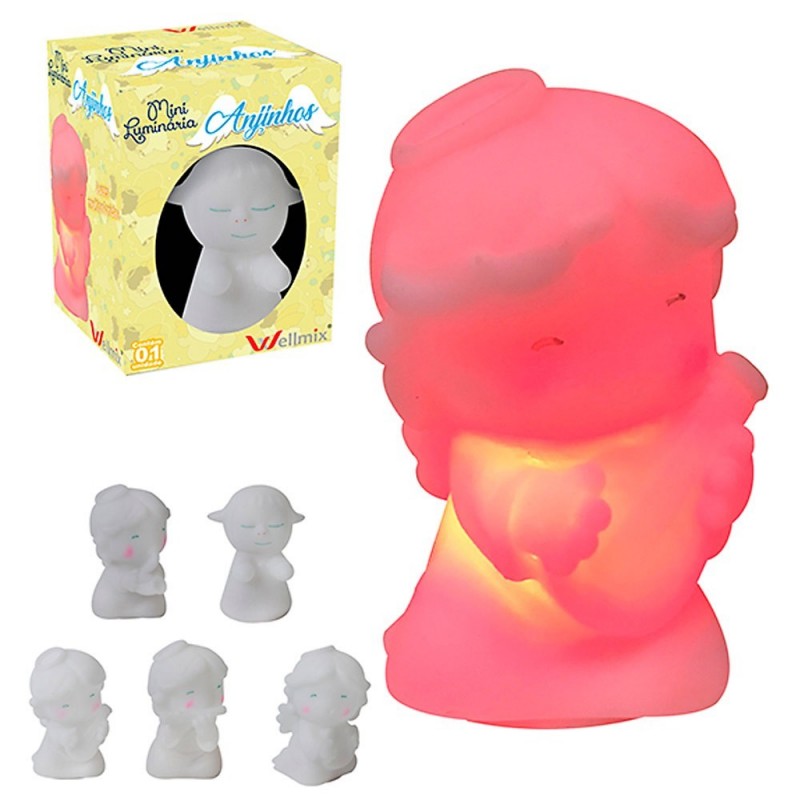 Mini Luminária De Anjinho Com Luz Multicolorida