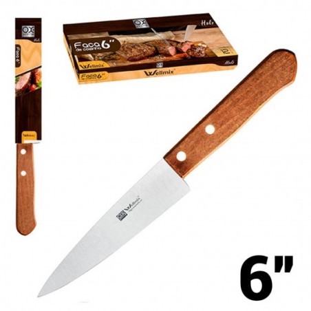 Faca De Carne 6" Aço Inox Com Cabo Madeira