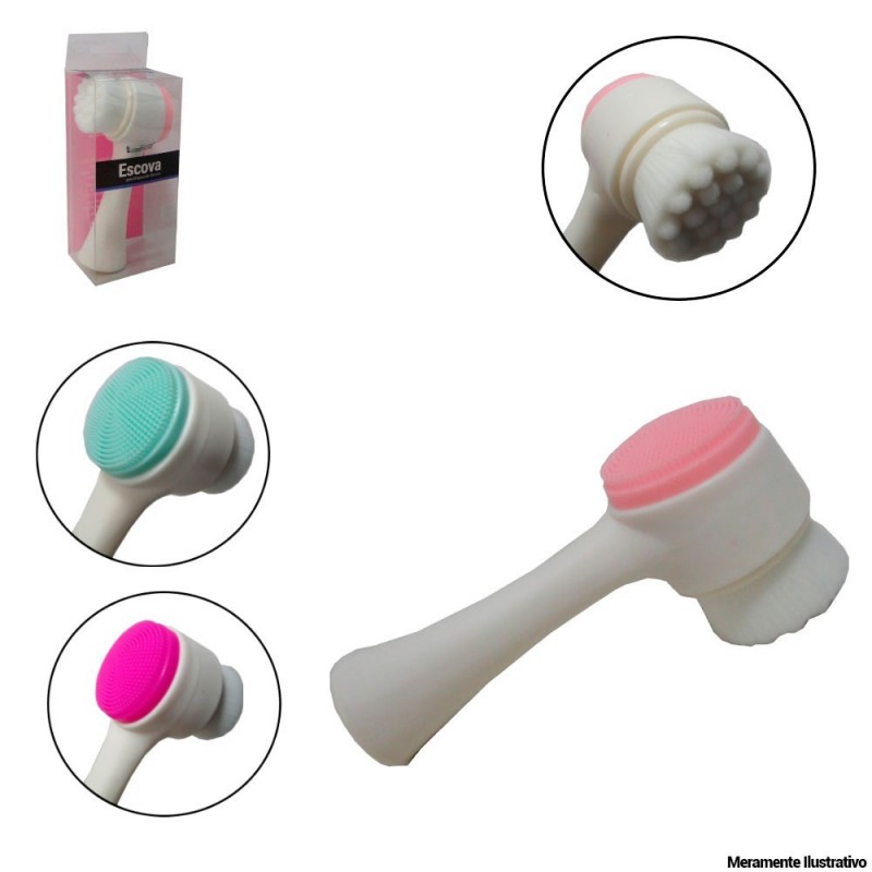 Escova De Limpeza Facial 2 Em 1 Com Silicone Massageador
