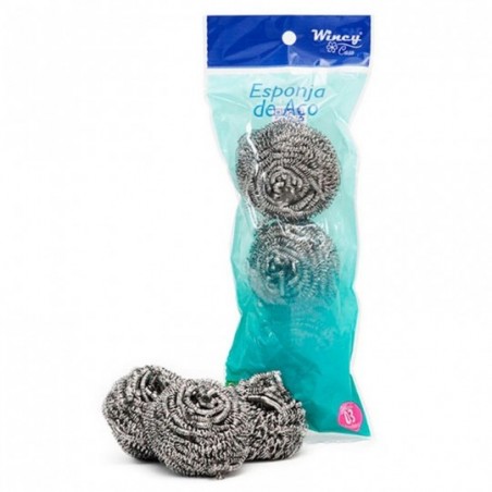 Kit 3 Esponjas De Aço Inoxidável Multiuso