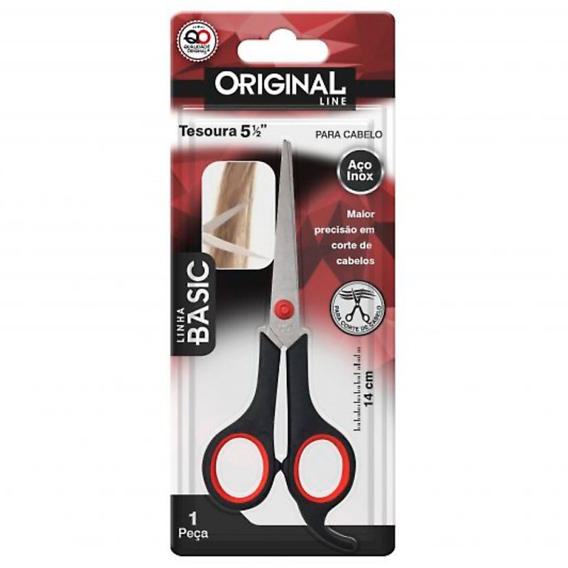 Tesoura Para Cabelo Aço Inox Cabo Plástico 5 1/2"