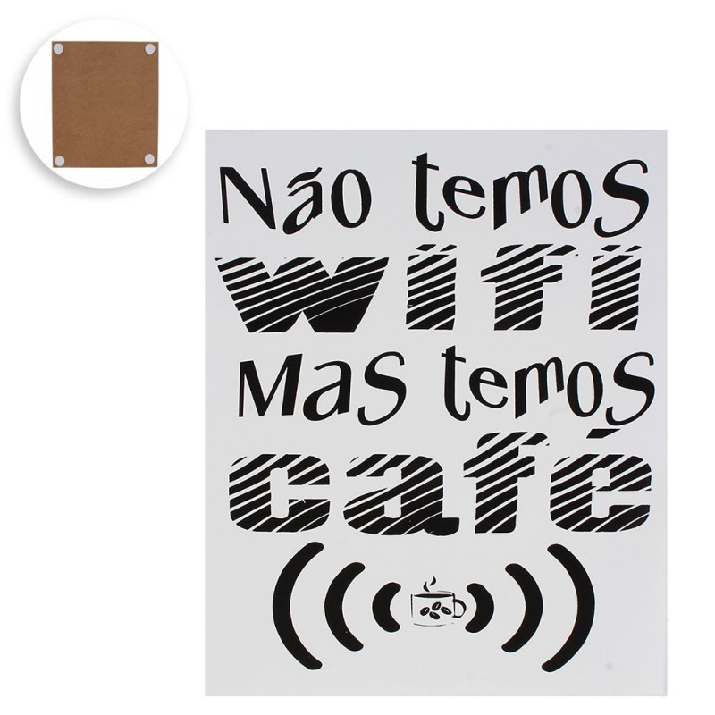 Placa Decorativa Temos Café Madeira 24 cm x 20 cm