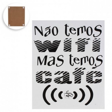 Placa Decorativa Temos Café Madeira 24 cm x 20 cm