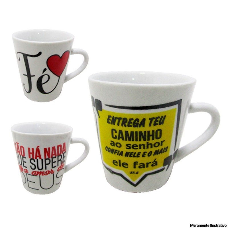 Caneca De Porcelana Estampa Frases Religiosa 120 Ml