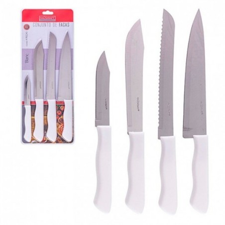 Conjunto Com 4 Facas Em Aço Inox Com Cabo Plástico