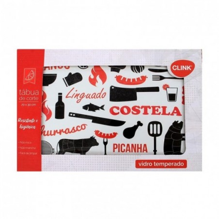 Tábua Corte Estampada Vidro 20 cm x 30 cm