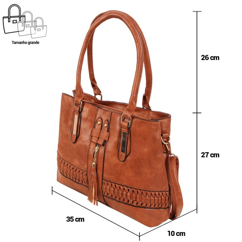 Bolsa Feminina Totem Com Tressê E Tassel