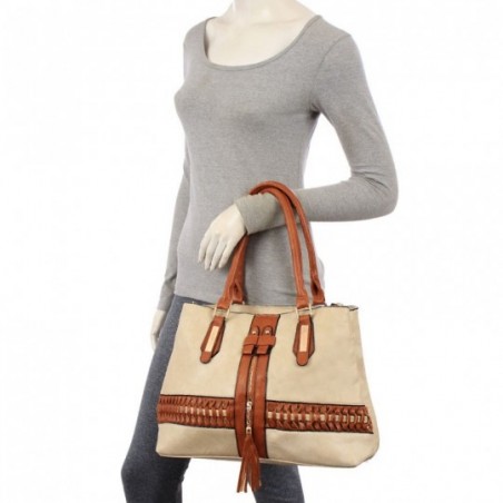 Bolsa Feminina Totem Com Tressê E Tassel